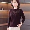 Camiseta básica de manga comprida para outono e inverno para mães, adequada para mulheres de 40 a 50 anos, meia-idade e idosos, roupa íntima quente para avós