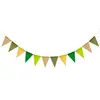 Série Verde Nova Transfronteiriça Decoração de Festa de Aniversário Guirlanda Bandeira Pendurada Casamento ao Ar Livre Faixa Colorida Bandeira Triangular de Imitação de Linho