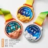 Placa de Medalha Infantil de Cristal, Placa Pequena de Metal para Evento Esportivo Escolar, Medalha de Basquete Maratona Corrida com Gravação