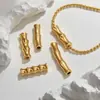 Acero Inoxidable Chapado en Oro Junta de Bambú Tubo Curvo Cuentas de Peces Pequeños Cuerda Hecha a Mano Materiales Accesorios Pulsera para Ensartar DIY Accesorios de Decoración de Acero
