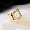 Anel de pérola quadrado francês elegante personalidade luz anel de luxo