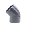 Upvc industrial cinza escuro colagem de cotovelo de 45 graus tubo químico de pvc cotovelo de 135 graus acessórios DN 65 100