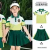 Uniforme de jardim de infância, jaqueta de baseball de outono, conjunto verde e roxo, uniforme de classe de escola primária, uniforme escolar de verão de três peças, todo em algodão