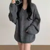 Comercio Exterior 2026 Otoño/Invierno Nuevo Jersey Holgado Estilo Perezoso Vestido de Punto Suave para Mujer