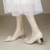 Vestido de noiva principal de alta costura francês Hexiu sapatos de noiva de duas maneiras flor de pérola feminina cetim salto grosso não cansa os pés