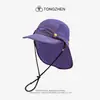 Boné de Baseball Americano Color Block Secagem Rápida Aba Reta para Homens e Mulheres com Cachecol Removível Chapéu para Montanhismo Chapéu de Proteção Solar de Verão Aba Larga