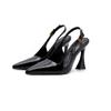 Sapatos Vermelhos de Salto Alto de Linha Única com Saltos Ferradura para Mulheres, Sandálias Versáteis de Salto Agulha de Verniz de Bico Fino