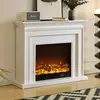 Chimenea Eléctrica con Llama Simulada, Blanca, Sencilla y Moderna, Llama Simulada con Estante, Núcleo de Chimenea Electrónico Estilo Europeo para Uso Doméstico