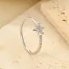 Anillo de Estrella de Seis Puntas de Plata de Ley 925 con Circonita para Mujer, Nuevo Modelo Más Vendido con Diamantes, Anillo para Dedo Índice, Estilo Europeo y Americano, Versátil y Moderno