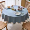 Toalha de mesa redonda de algodão e linho japonesa à prova d'água à prova de óleo anti-queimadura descartável doméstica luxo leve mesa redonda grande toalha de mesa toalha de mesa tecido de toalha de mesa