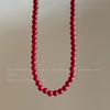 Ancola collar rojo de cuentas para mujer otoño e invierno 2024 nuevo retro lujo ligero cadena de cuello cadena de clavícula venta al por mayor