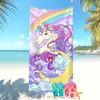 Toalla de Playa de Venta Caliente Transfronteriza para Vacaciones en la Costa, Toalla de Microfibra, Absorbente de Agua, Divertido Dibujo Animado de Unicornio, Toalla de Baño para Niños