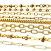 Corrente Feita à Mão de Aço Titânio 18K Color-Preserving, Acessórios Dourados para Montar Colares e Pulseiras DIY, Correntes Trançadas de Vários Estilos para Atacado