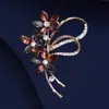 Broche de Flor de Cristal com Fita Estilo Coreano, Corsage de Laço de Moda Exquisito para Mulheres de Alto Padrão, Acessórios de Alfinete Anti-Exposição