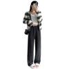 Pantalones de Otoño e Invierno para Mujer, Pantalones Rectos Holgados Estrechos hasta el Piso, Cintura Alta, Slim, Holgados y con Caída de Terciopelo Kapok de Pierna Ancha