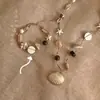 Colar com Pingente de Concha Vintage Feito à Mão para Mulheres, Corrente para Clavícula Estilo Férias na Praia de Verão, Acessório Estilo Boêmio