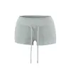 Shorts Deportivos Casuales de Cintura Baja con Cordón, Estilo Americano, Chica Picante Sexy, Moda de Verano, Ajustados, Color Sólido, Hot Pants