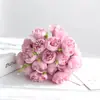 Flores Artificiais Transfronteiriças Buquê de Peônias com 27 Flores Camélia Rosa Amarradas com Ráfia Fabricante de Flores Artificiais Estilo Ins Artigos de Ano Novo