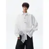 Nova Camisa Masculina Manga Longa com Fecho de Metal Estilo Chinês Tamanho Grande Casual Tendência Jacquard Casual