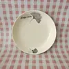 Plato de arroz de cerámica, plato de sopa doméstico, plato con estampado sencillo, plato de fideos doméstico de uso diario, plato de cerámica, juego de vajilla creativa