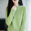 Suéter de tricô feminino versátil de manga longa, cor sólida, gola redonda, novo para outono e inverno de 2026, simples e elegante, transfronteiriço