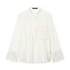 Ropa de Mujer 2026 Verano Nuevo Estilo Europeo y Americano Moda Versátil Bolsillo Bordado Camisa de Manga Larga 4786026