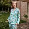 [Mundo submarino] pijama para mujer primavera y otoño Seda de Hielo Fina traje de casa de manga larga de alta calidad se puede usar afuera