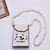 Bolso para teléfono móvil de estilo coreano con diseño de panda pequeño, bandolera de punto, bolso de mano con solapa, bolso informal para salir
