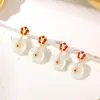 Aretes Originales de Flor de Dinero Hebilla de Paz para Mujer Plata de Ley Retro Nuevo Chinoiserie Aretes de Jade Hetian Joyería de Oreja de Flor y Moneda