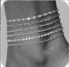 Conjunto de tres piezas de cadena de serpiente plana retorcida de estilo bohemio transfronterizo europeo y americano para mujer, traje playero multicapa de verano