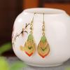 Yilu Silver S925 Sterling Silver Banhado a Ouro Hetian Jade Jaspe Oco Gota de Água Gancho de Orelha Vintage Light Luxury High-end Brincos Femininos