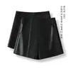 Pantalones cortos negros de cuero PU personalizados, estilo fresco y minimalista para mujer, nuevo modelo de otoño 2026, de cintura alta, adelgazantes, holgados y versátiles