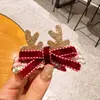 Acessórios de Cabelo de Urso Retrô Texturizados para o Natal Faixa de Cabeça para Menininha Grampo de Cabelo com Laço Feito à Mão Faixa de Cabeça com Chifres Fofos para Crianças