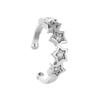 Europa y Estados Unidos nuevos aretes dulces de diamantes estrella de cinco puntas aretes de clip para la oreja personalidad simple joyería para estudiantes al por mayor