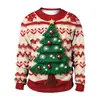 Ropa Navideña Comercio Exterior Transfronterizo Estilo Nuevo Muñeco de Nieve Árbol de Navidad Patrón de Suéter Imitado Impresión Digital 3D Sudadera de Cuello Redondo