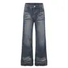 Moda 2026 Estilo de Moda Pantalones Casuales Rectos de Cintura Media Decorados con Pedrería Desgastados Venta al por Mayor 04