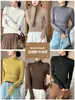 Camiseta Interior de Cuello Alto para Mujer 2026 Nuevo Otoño/Invierno Elegante de Manga Larga Ropa Interior Adelgazante Ajustada Hombro Real Top