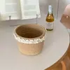 Cesta de Almacenamiento de Ratán Estilo Retro Ins Mesa de Café de Escritorio Cesta de Almacenamiento para Artículos Varios Cesta de Almacenamiento para Cosméticos Cesta de Bambú