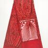 Tecido de malha bordada com lantejoulas vermelhas grandes e flores vermelhas grandes de alta fixação europeu e americano para vestido DIY, acessórios de vestido