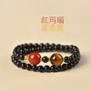 Pulsera Doble Círculo de Obsidiana para Mujer, Ágata Roja, Piedra Ojo de Tigre, Cristal Blanco, Pulsera Nicho Apilable de Múltiples Círculos, Regalo para Hombre