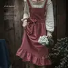 Estilo Francês Retro Estilo Pastoral Temperamento Artístico Avental Doméstico Cozinha Avental à Prova de Óleo Estilo Nórdico Avental de Cor Sólida