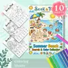 Nuevo producto transfronterizo: 10 hojas/paquete, libro para colorear con tema de playa de verano, papel para dibujar con divertidos garabatos y juegos de rompecabezas