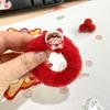 Anillo para el pelo de felpa rojo para niña de otoño e invierno, dulce caricatura roja, festivo, Año Nuevo, caricatura de niña, accesorios para el pelo duraderos