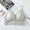 Nova Roupa Íntima de Renda Estilo Feminino Costas Bonitas Cruzadas Peito Interno Espessado Base Sexy Roupa de Baixo Anti-andar Tubo Top Bonito para Costas Femininas