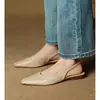Sandalias Planas de Tacón Bajo Chuyuji para Mujer Verano 2026 Punta Fina Hepburn Negocios Sin Espalda Zapatos de una Sola Pieza