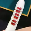Anillo Ajustable de Plata S925 con Granate Natural en Forma de Corazón Anillo Incrustado Joyería de Lujo Accesible para Mujer