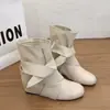 Botines cortos vintage a juego con tacón oculto, botas adelgazantes para mujer Bai 2026 estilo plano para falda, nuevos de verano, negro