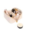 Pele PU Bolsa Travesseiro Popular Feminina Cosméticos Produtos de Higiene Pessoal Bolsa de Cosméticos Grande Capacidade Armazenamento Dividido Bolsa de Cosméticos