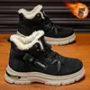 Zapatos para Hombre Patentados Nuevas Botas de Invierno de Terciopelo de Caña Alta Zapatos de Trabajo para Exteriores para Hombre Zapatos de Algodón Cálidos Engrosados Botines