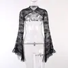 Novo Cardigã de Renda Estilo Gótico Transfronteiriço com Mangas Flare, Top Colete Vazado para Mulheres, Peça para Cobrir Estilo Dark Europeu e Americano